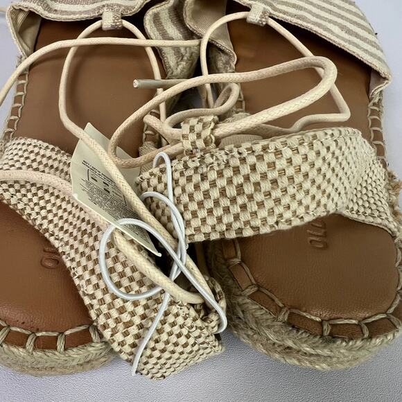 Old Navy Women's Size 8 Lace Up Espadrille Boho Summer Beach Sandals Beige NWT - Picture 7 of 13